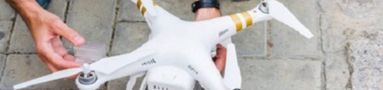 Close-up of a white drone